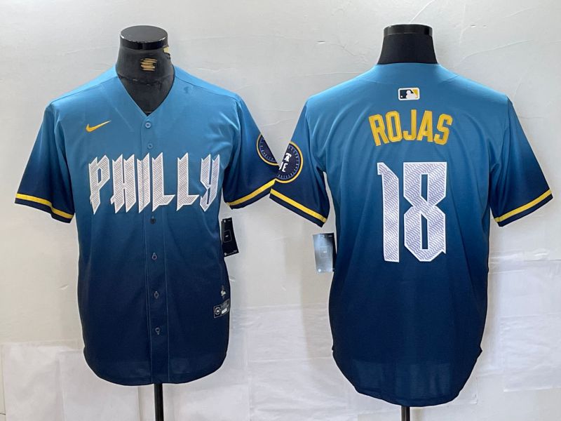 Men Philadelphia Phillies 18 Rojas Blue City Edition Nike 2024 MLB Jersey style 1